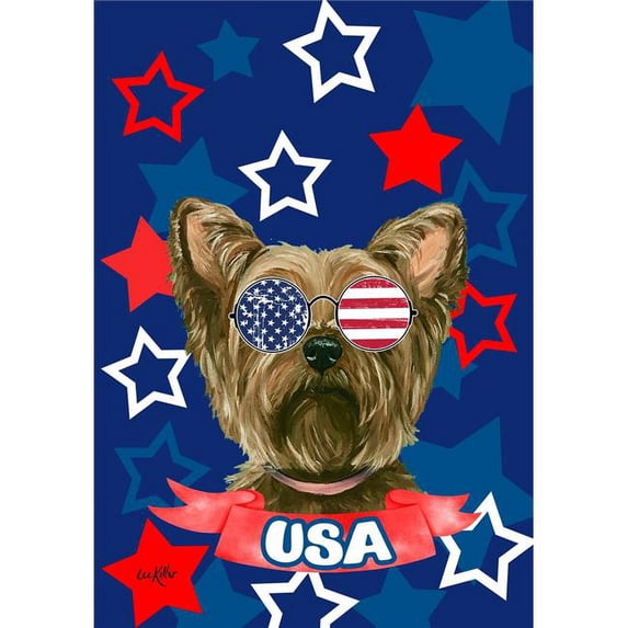 Yorkie HHS Patriotic House Flag