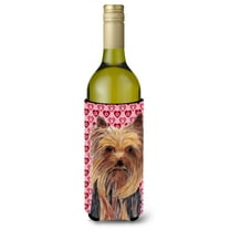 Yorkie Hearts Love and Valentines Day Portrait Wine Bottle Hugger