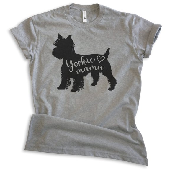 Yorkie Mama T-shirt, Unisex Women's Shirt, Yorkshire Terrier, Yorkie Owner, Best Dog Mama Gift, Dark Heather Gray, X-Large