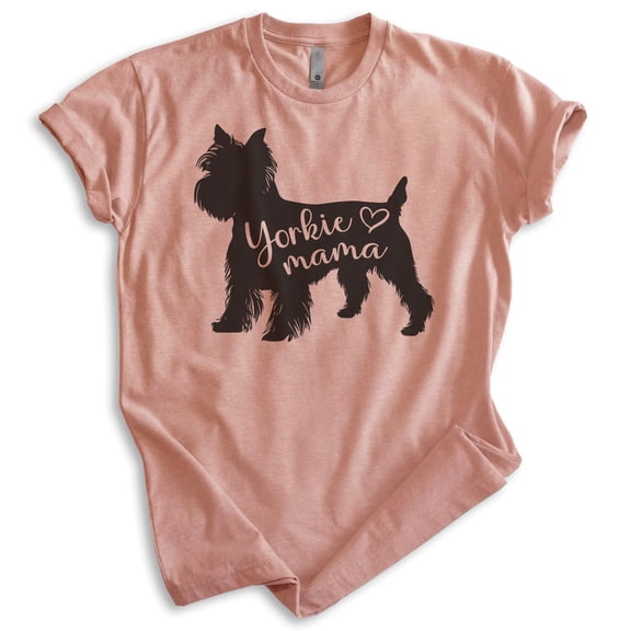 Yorkie Mama T-shirt, Unisex Women's Shirt, Yorkshire Terrier, Yorkie Owner, Best Dog Mama Gift, Heather Sunset, Small