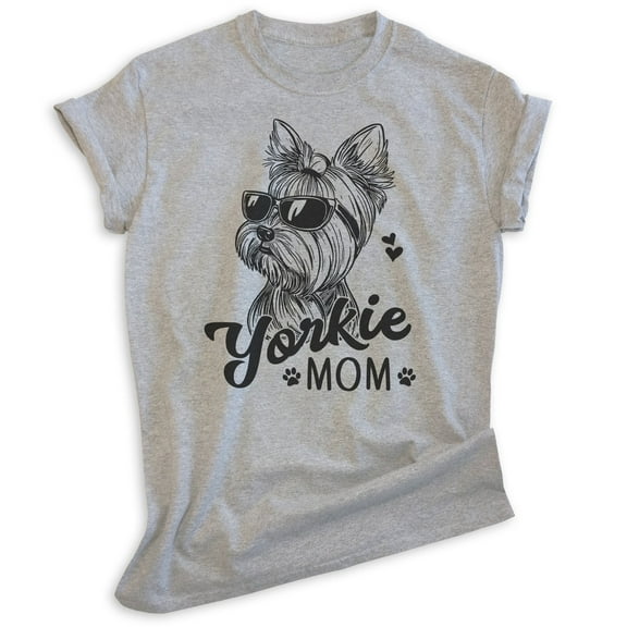 Yorkie Mom T-shirt, Unisex Women's Shirt, Yorkshire Terrier, Yorkie Owner, Best Dog Mom Gift, Heather Gray, X-Large