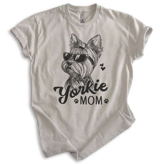 Yorkie Mom T-shirt, Unisex Women's Shirt, Yorkshire Terrier, Yorkie Owner, Best Dog Mom Gift, Light Silk Gray, Medium