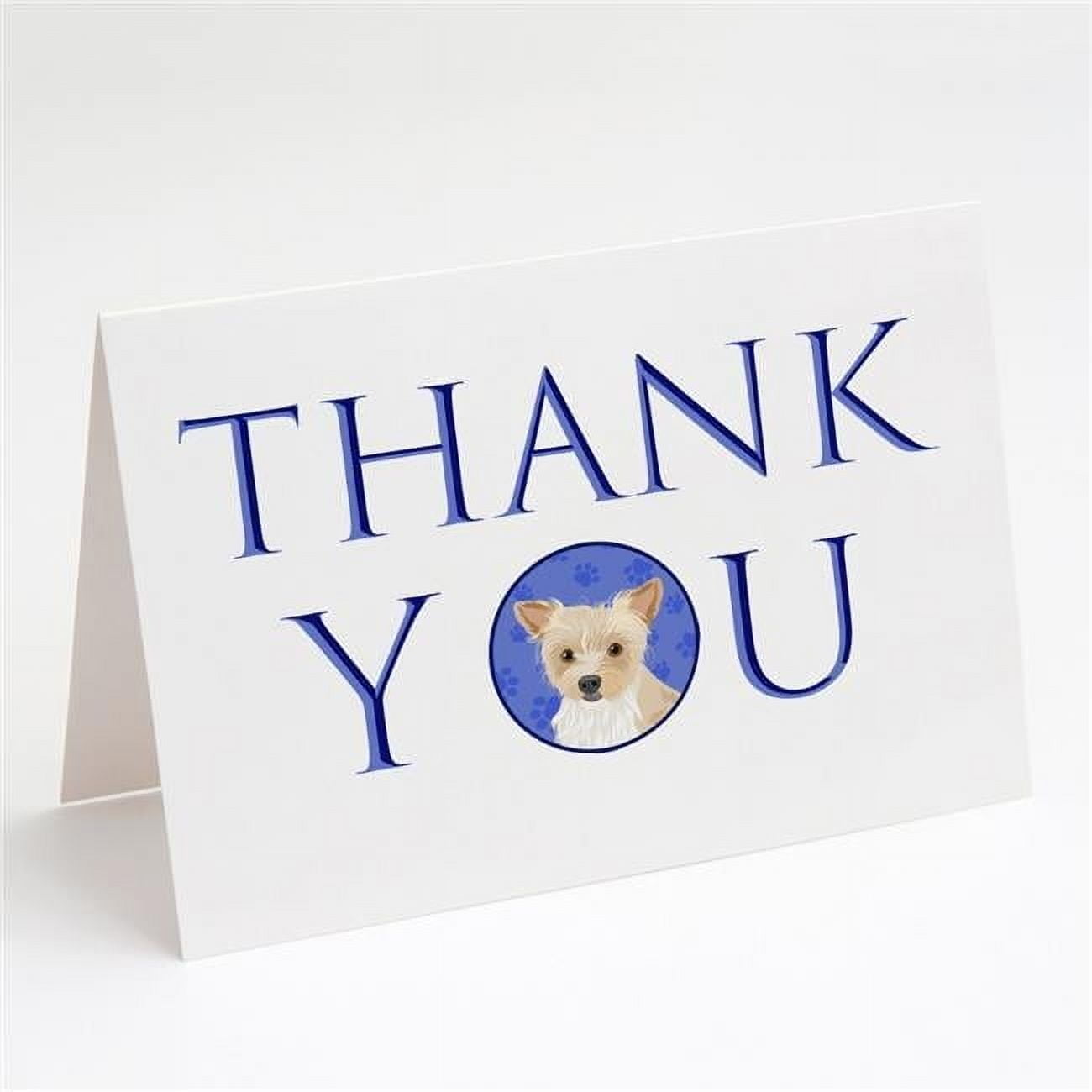 Yorkie Parti Thank You Greeting Cards and Envelopes Pack of 8 7 in x 5 in
