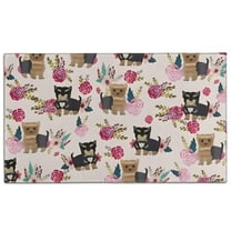 Yorkie and Pioneer Flower Door Rugs,Washable Non Slip Door Mats Indoor,Decorative Door Mats,Entry Mat Indoor for Entrance,Bedroom,Kitchen,Bathroom,17"x30"