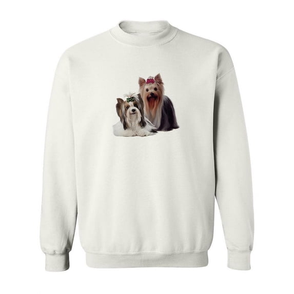 Yorkie Puppies Sitting Sweatshirt Women -SPIdeals Designs, Female XX-Large