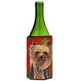 thumbnail image 1 of Yorkie Red And Green Snowflakes Holiday Christmas Wine bottle sleeve Hugger, 1 of 1
