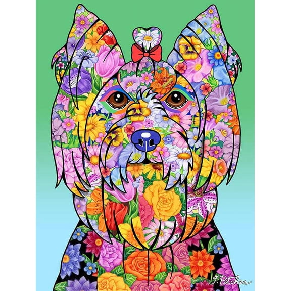 Yorkie Show Cut - Best of Breed Flowers Design Garden Flag