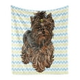 thumbnail image 1 of Yorkie Soft Flannel Fleece Throw Blanket, Brown Yorkie with Evenr Buckle on Its Head Drawing on Chevron Backdrop, Cozy Plush for Indoor and Outdoor Use, 70" x 90", Chestnut Brown, by Ambesonne, 1 of 6