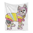 thumbnail image 1 of Yorkie Soft Flannel Fleece Throw Blanket, Dog with Sports Gear on Running Gear on Going for a Walk Colorful Dress Fun, Cozy Plush for Indoor and Outdoor Use, 70" x 90", Multicolor, by Ambesonne, 1 of 6