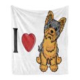thumbnail image 1 of Yorkie Soft Flannel Fleece Throw Blanket, I Love Yorkshire Terrier Dog Smiling Animal Tilted Head Love Print, Cozy Plush for Indoor and Outdoor Use, 50" x 60", Marigold Pale Grey, by Ambesonne, 1 of 6