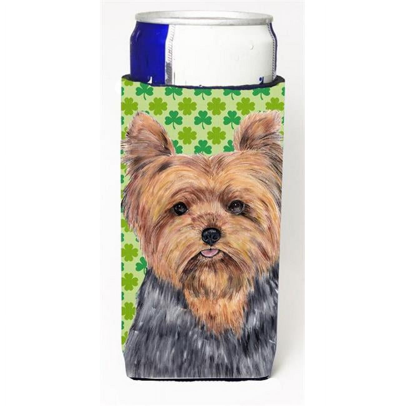 Yorkie St. Patricks Day Shamrock Portrait Michelob Ultra bottle sleeves For Slim Cans 12 oz