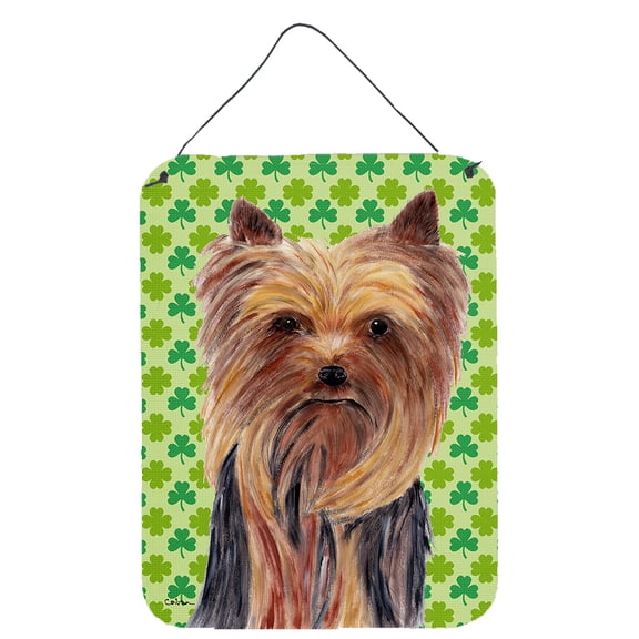 Yorkie St. Patricks Day Shamrock Portrait Wall or Door Hanging Prints
