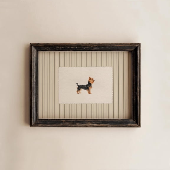 Yorkie Wall Art Print, Vintage Striped Yorkshire Terrier Watercolor Poster Unframed Paper Print
