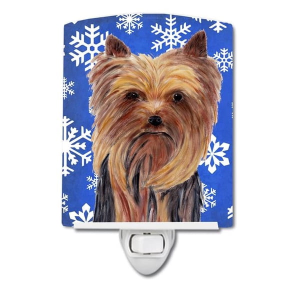 Yorkie Winter Snowflakes Holiday Ceramic Night Light