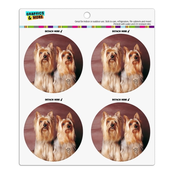 Yorkie Yorkshire Terrier Buddies Refrigerator Fridge Locker Vinyl Circle Magnet Set