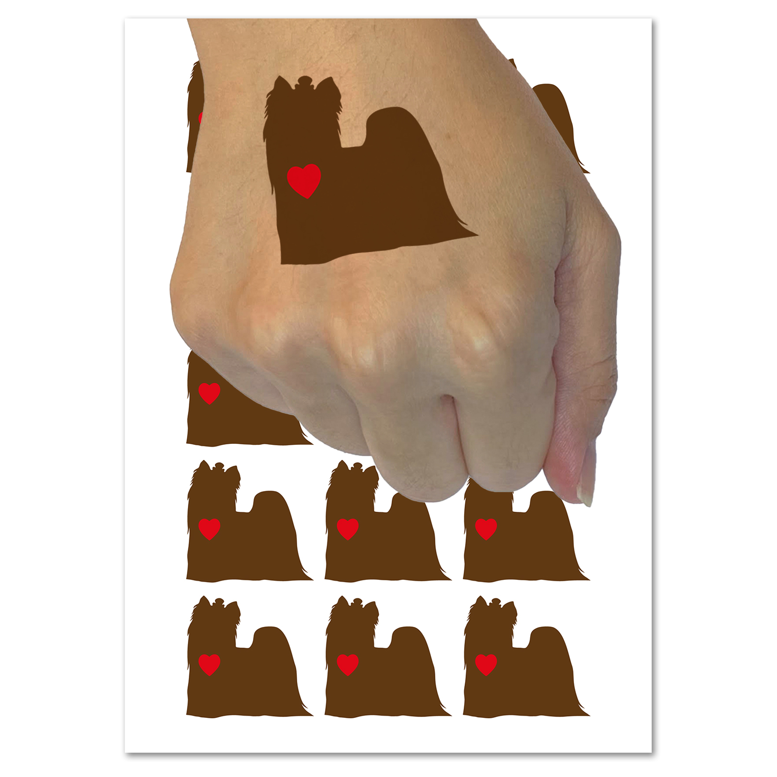 Yorkie Yorkshire Terrier Dog with Heart Water Resistant Temporary