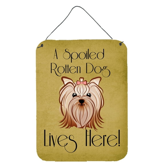 Yorkie Yorkshire Terrier Spoiled Dog Lives Here Wall or Door Hanging Prints