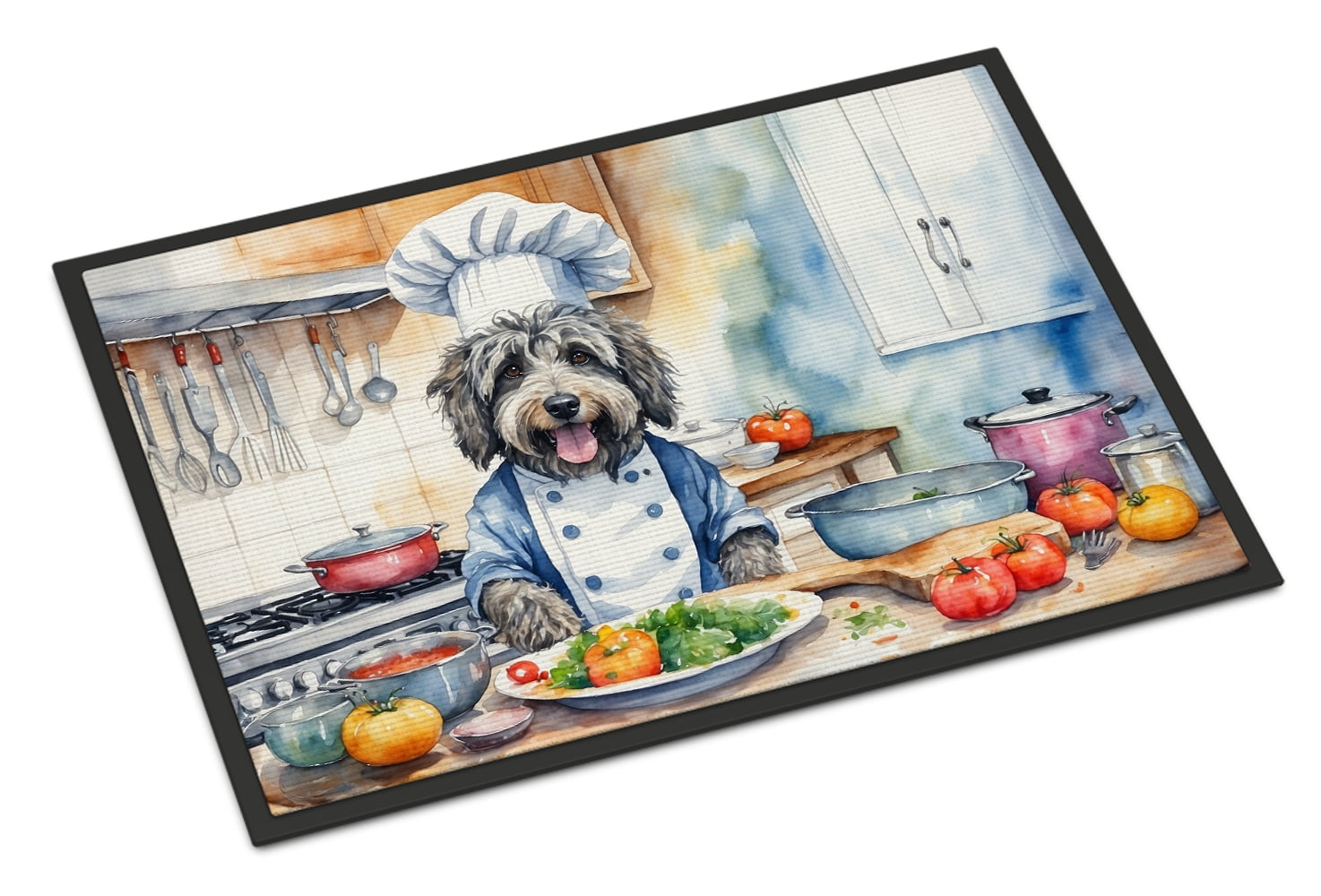 Caroline's Treasures DAC6203JMAT Bergamasco Sheepdog The Chef Doormat Front Door Mat Indoor Outdoor Rugs for Entryway, Non Slip Washable Low Pile, 24H X 36W