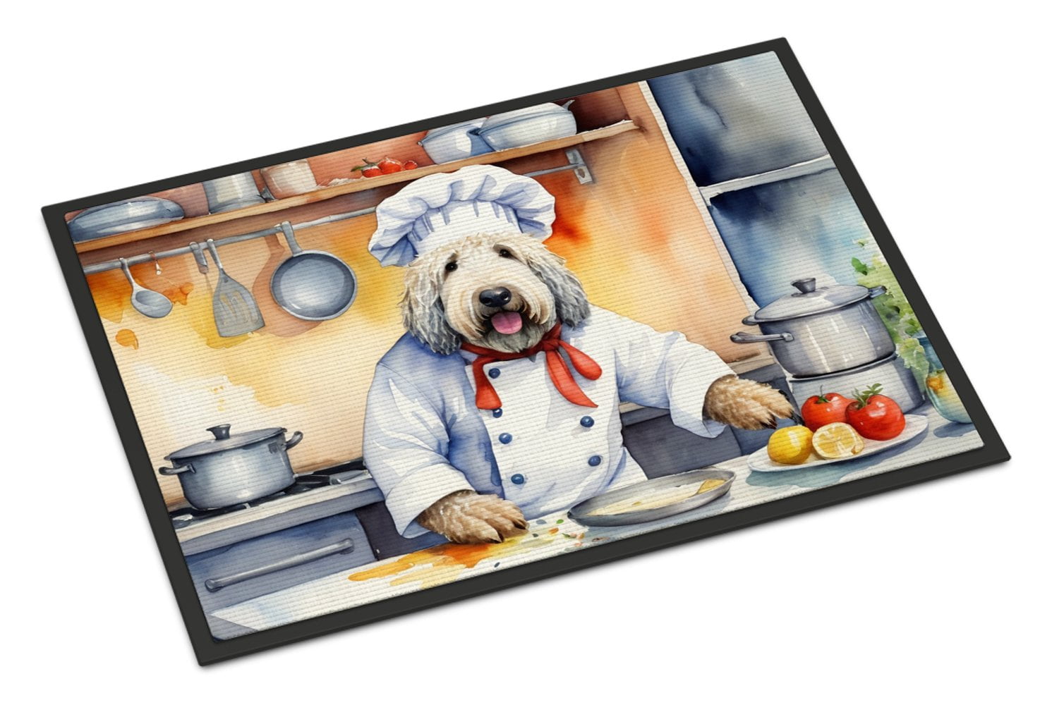 Caroline's Treasures DAC6274JMAT Komondor The Chef Doormat Front Door Mat Indoor Outdoor Rugs for Entryway, Non Slip Washable Low Pile, 24H X 36W