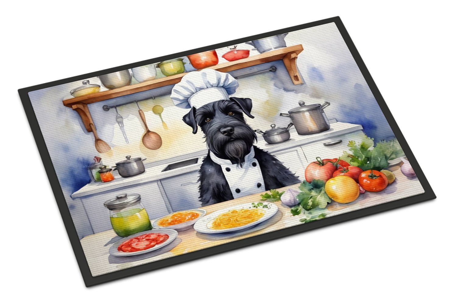 Caroline's Treasures DAC6256JMAT Giant Schnauzer The Chef Doormat Front Door Mat Indoor Outdoor Rugs for Entryway, Non Slip Washable Low Pile, 24H X 36W
