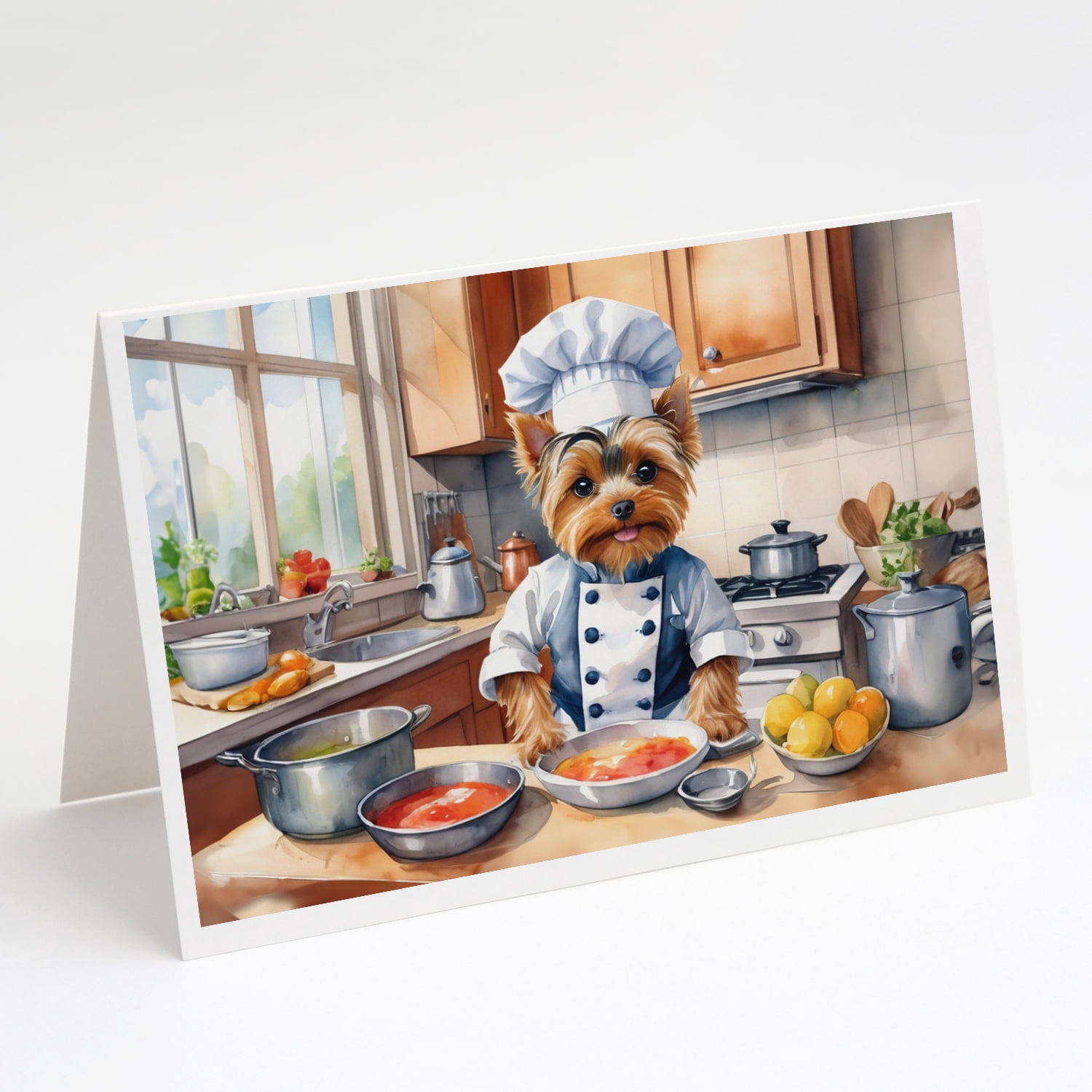 Yorkie Yorkshire Terrier The Chef Greeting Cards Pack of 8 7 in x 5 in