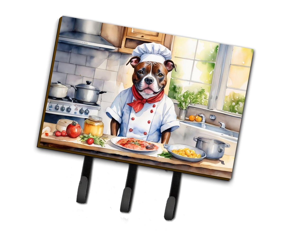 Staffordshire Bull Terrier The Chef Leash or Key Holder 6 in x 9 in