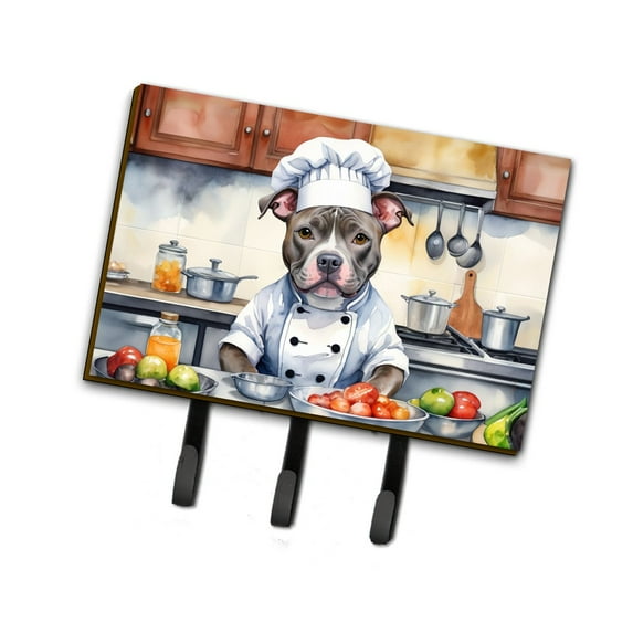 Pit Bull Terrier The Chef Leash or Key Holder 6 in x 9 in