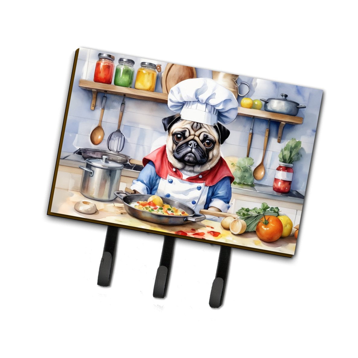 Pug The Chef Leash or Key Holder 6 in x 9 in