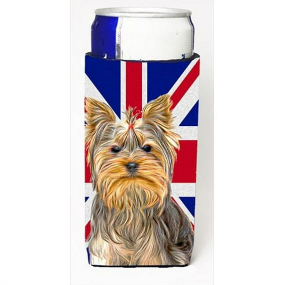 Yorkie & Yorkshire Terrier with English Union Jack British Flag Michelob Ultra bottle sleeves for slim cans 12 Oz.