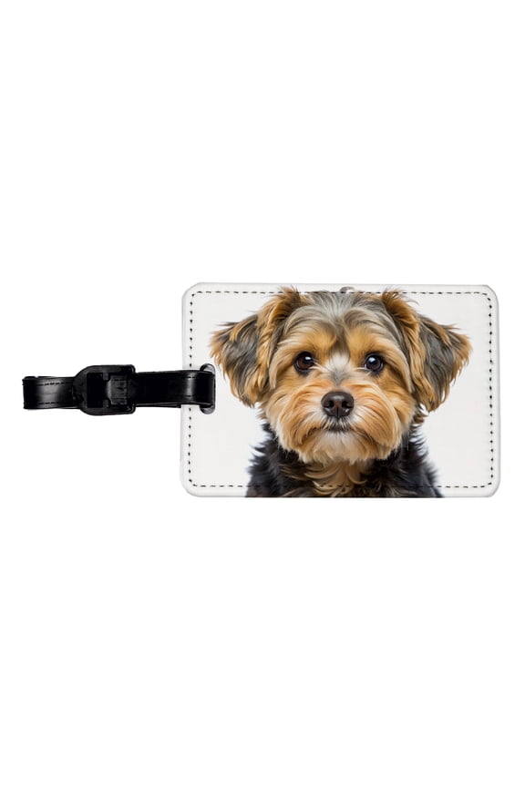 Yorkipoo Dog Photo Faux Leather Travel Luggage Tag