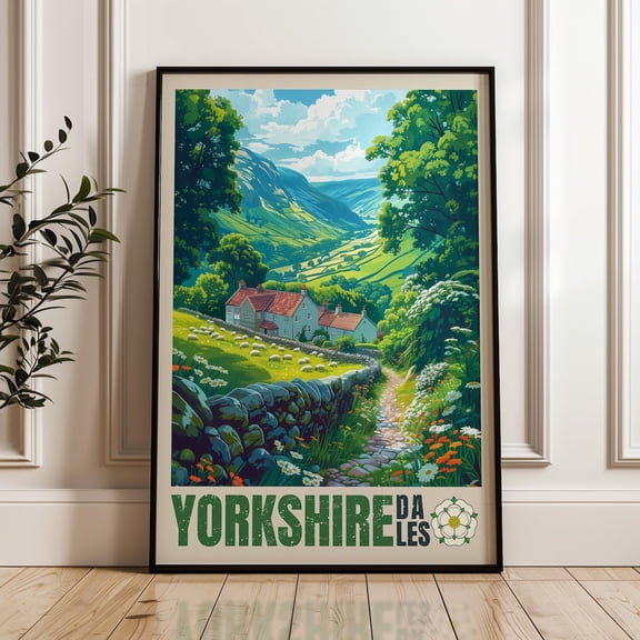 Yorkshire Dales Travel Print, Countryside Wall Art, English Landscape Decor, Unframed Canvas 24x36in