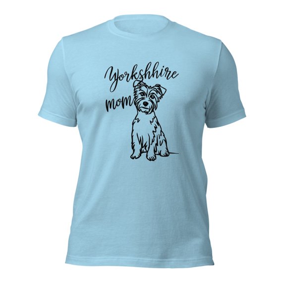 Yorkshire Mom T-Shirt, Cute Dog Lover Gift, Graphic Tee (Ocean Blue, 4XL)