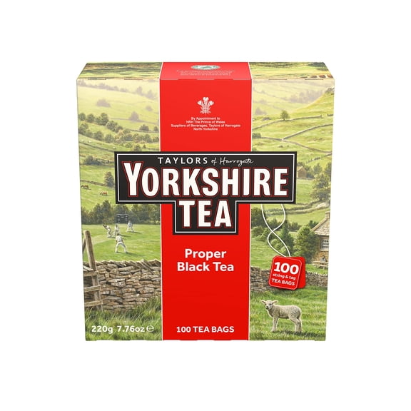 Yorkshire Tea Red Black String Tagged Bags Refreshing Strong 100 Count Pack of 1