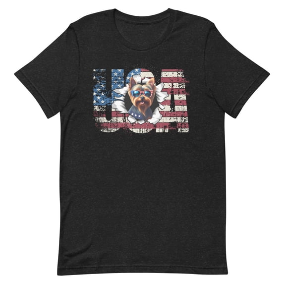 Yorkshire Terrier 4th July Memorial Day USA (Black Heather, 5XL)