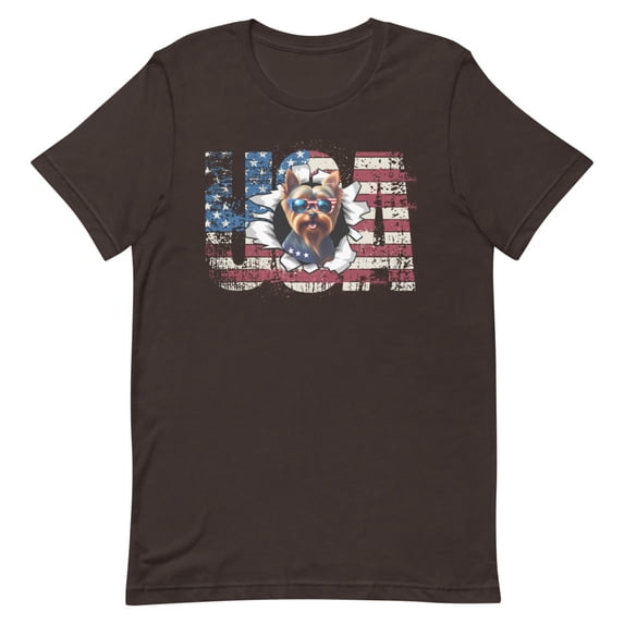 Yorkshire Terrier 4th July Memorial Day USA (Brown, L)