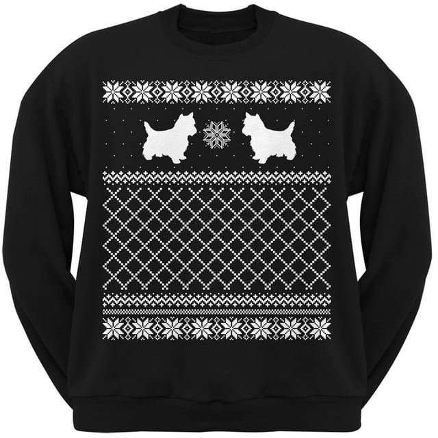 Yorkshire Terrier Black Adult Ugly Christmas Sweater Crew Neck Sweatshirt