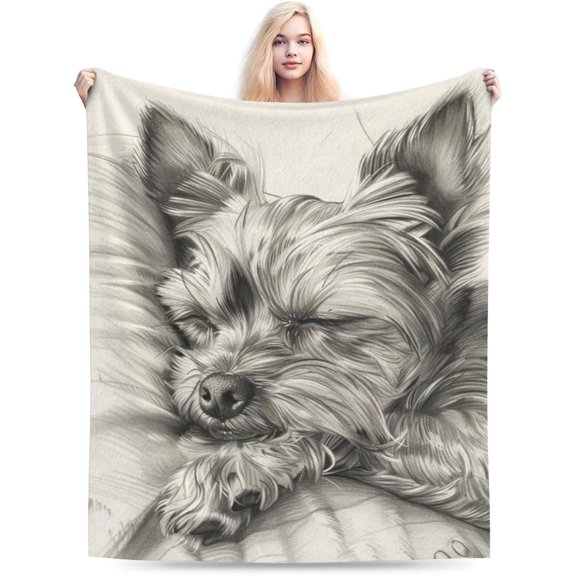 Yorkshire Terrier Blanket, Cute pet Throw Blankets, Gifts for Women Girls Kids Dog Lovers, Soft Lightweight Fleece for Sofa Room Couch Bed Travel Modern Decor 50" x 60"