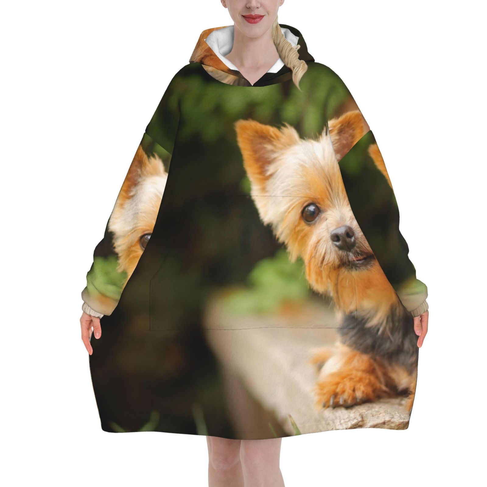 Yorkshire Terrier Bokeh Cute Dogs Wall Oversized Blanket Hoodie