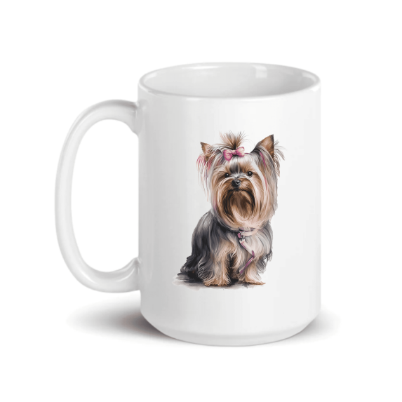 C&M Personal Gifts Yorkshire Terrier Ceramic Coffee Mug - 15oz Dog Lover Gift for Yorkie Lovers