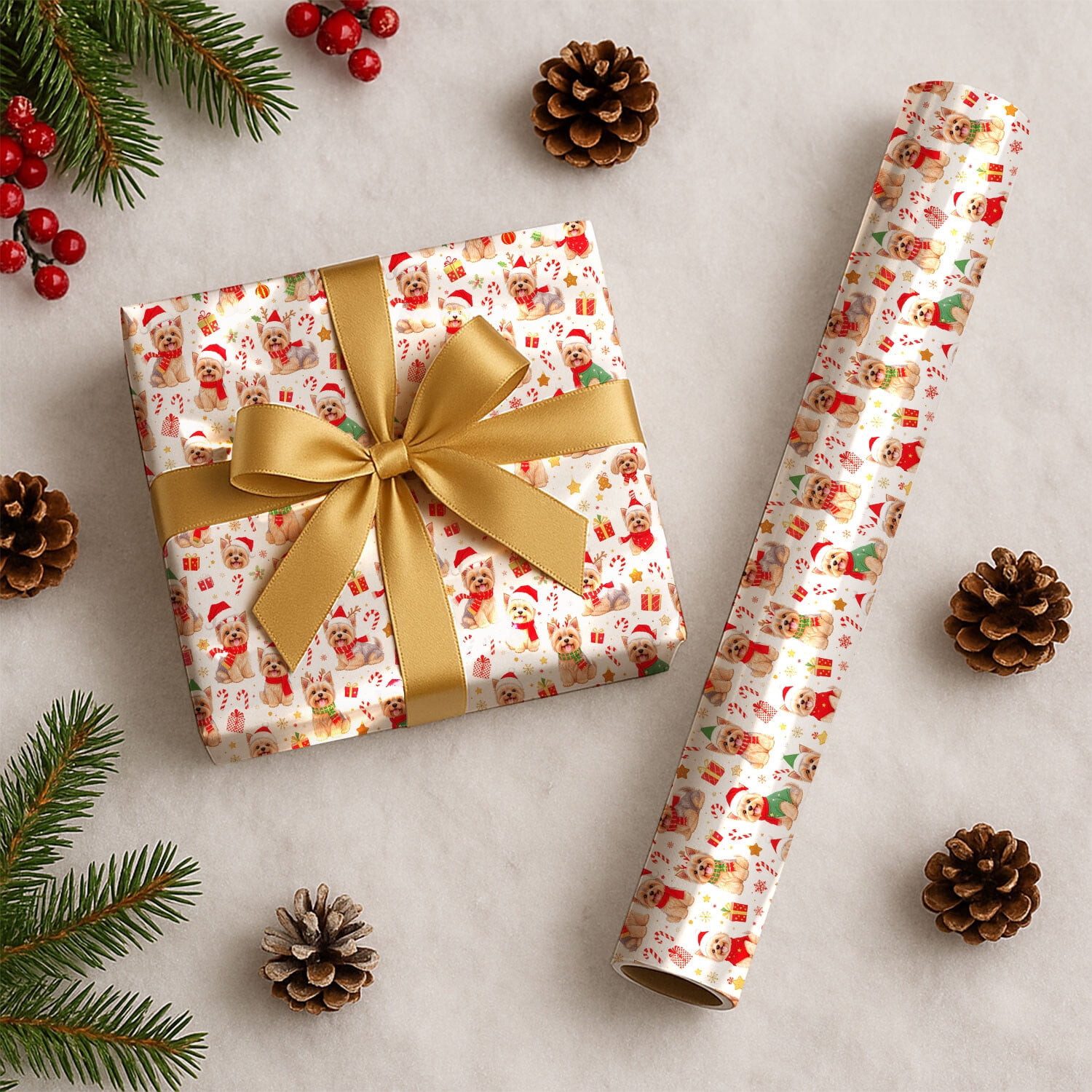 Yorkie Wrapping Paper Yorkshire Terrier Christmas Wrapping Paper Rolls, Yorkshire Terrier ...
