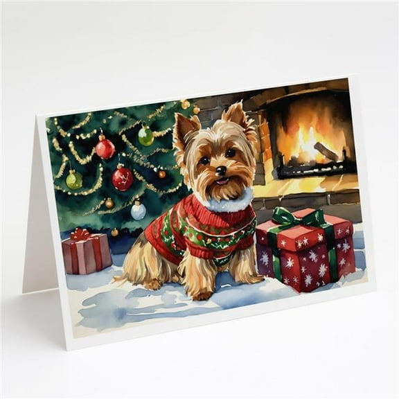 Yorkshire Terrier Cozy Christmas Greeting Cards Pack of 8 7 in x 5 in