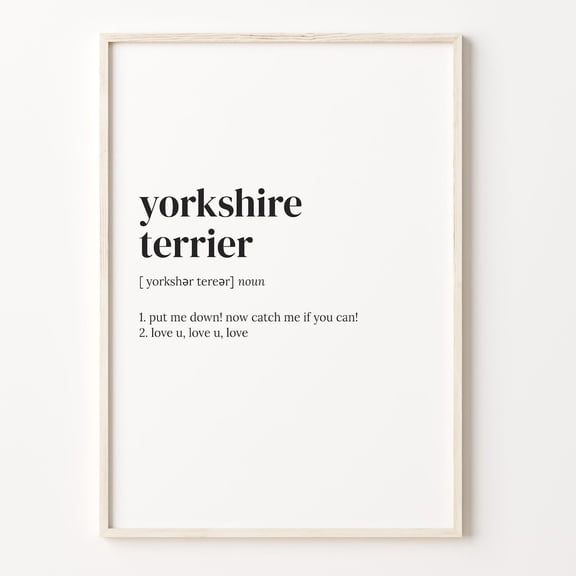 Yorkshire Terrier Definition Dog Breed Graphic Poster Unframed Paper Print