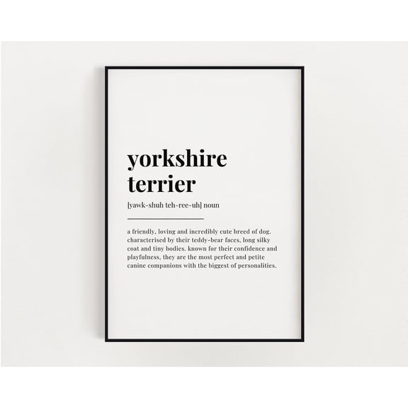 Yorkshire Terrier Definition Meaning, Wall Art, Yorkshire Terrier Print, Print, Home Decor #3603, Unframed Canvas Size 24x36