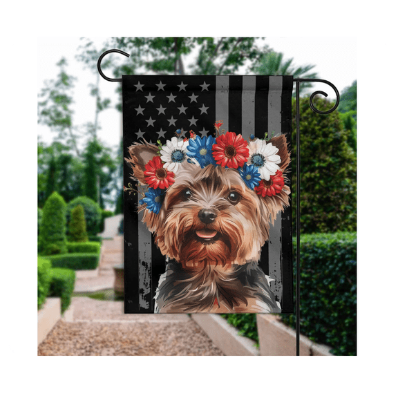 Yorkshire Terrier Dog America 4Th July Flag, Yorkie Dog Independence Day Flag 12x18 POLE NOT INCLUDED Garden Flag