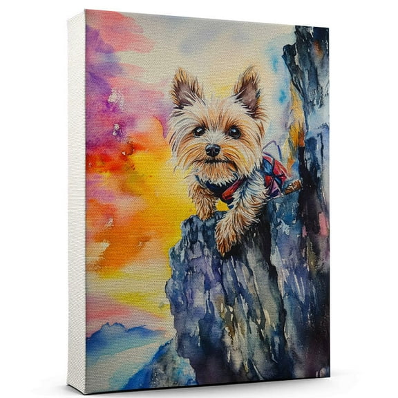 Yorkshire Terrier Dog Canvas Canvas  Climbing Theme Dog Art for Wall, Yorkshire Terrier Dog Playing Climbing Wall Art, Dog Lover Canvas Decor