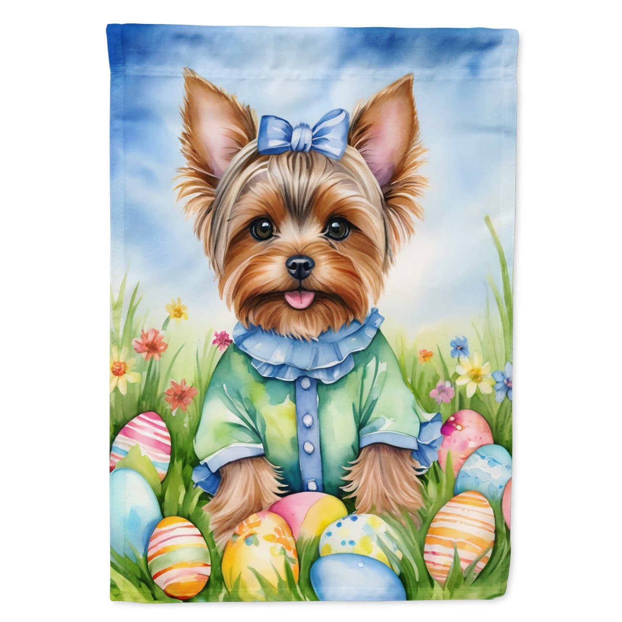 Yorkshire Terrier Easter Egg Hunt Garden Flag 11.25 in x 15.5 in