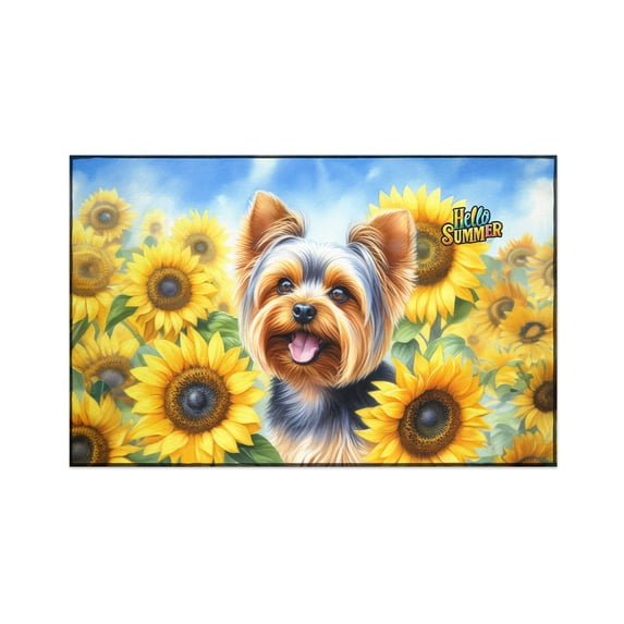 Yorkshire Terrier Hello Summer Sunshine Sunflowers Spring Retro Vintage Indoor Rug Yorkie Dog Lover Gifts Carpet Living Bed Room Sofa Home Decor - 00008