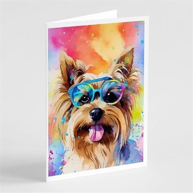 Yorkshire Terrier Hippie Dawg Greeting Cards Pack of 8 7 in x 5 in