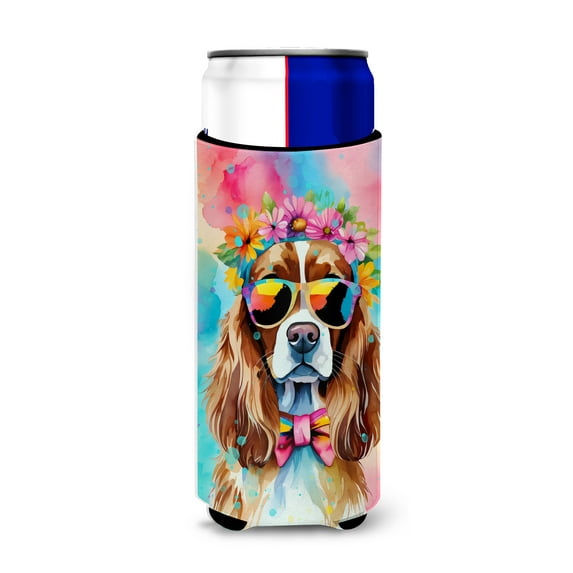Cavalier Spaniel Hippie Dawg Hugger for Ultra Slim Cans 4 in x 6.5 in