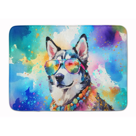 Siberian Husky Hippie Dawg Memory Foam Kitchen Mat 27 in x 19 in